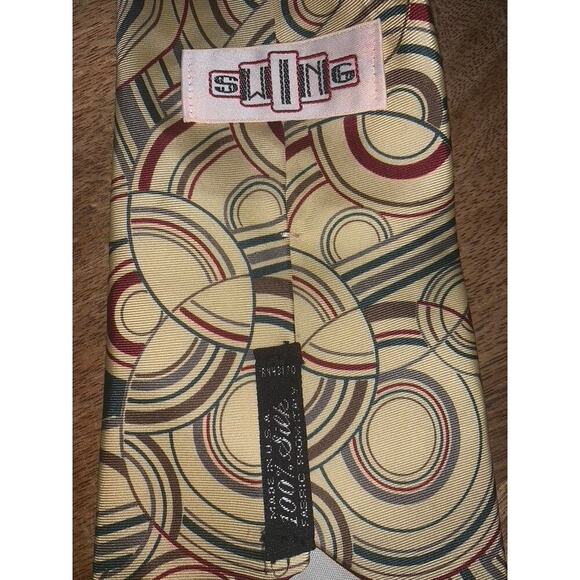 Vintage Swing Men's Silk Tie Multicolor Geometric Abstract Design - Picture 3 of 5